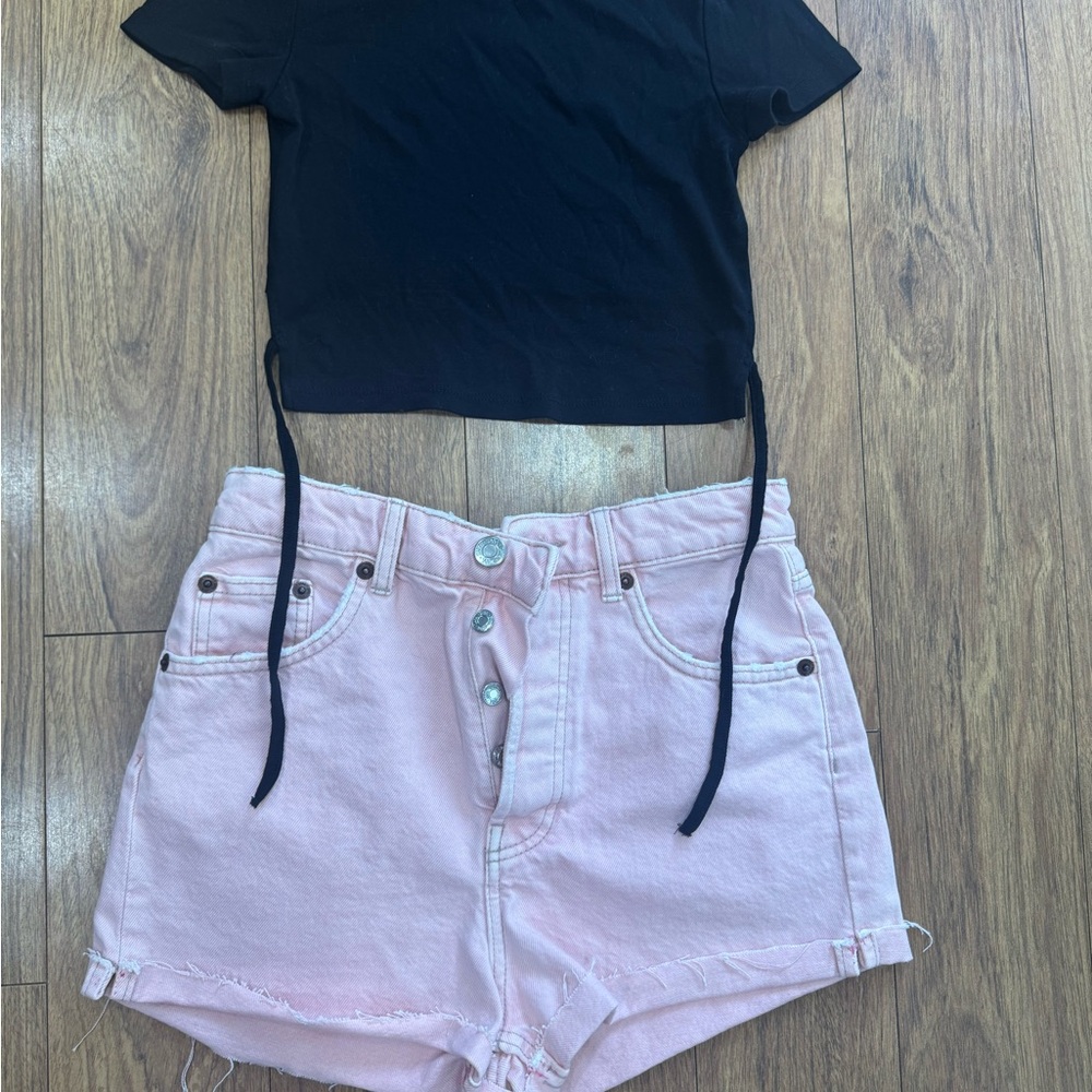 Zara Pink Jean Shorts Casual Chic